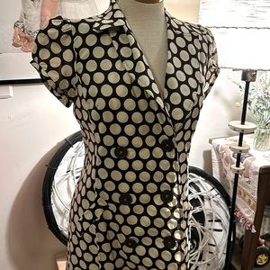 Avocado green silky lining, bold white polka dots cotton shell Robbie Bee dress
